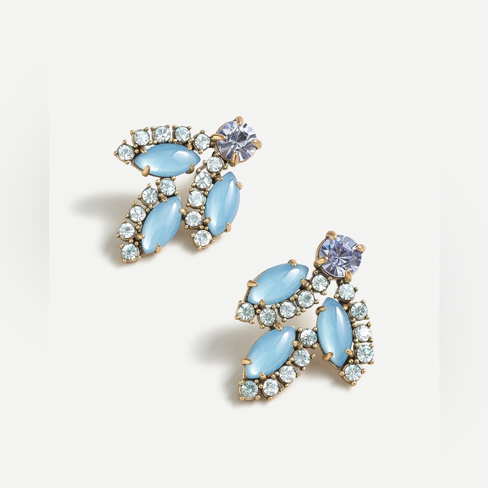 🌱 J. Crew Crystal leaf stud earrings